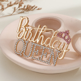 Cross-border Birthday Queen diamond brooch fashion dress decoration accessories