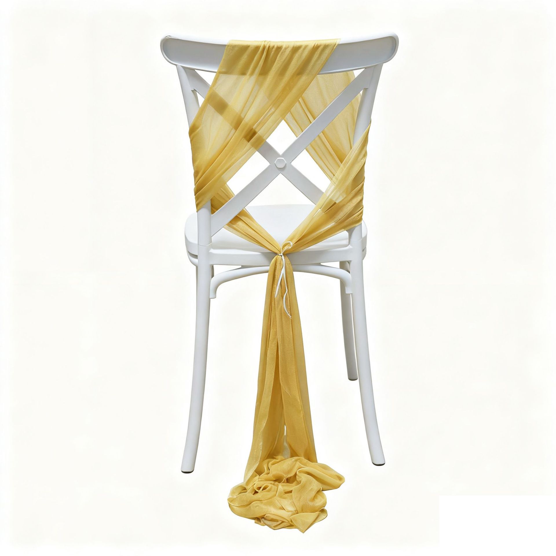 Sillas de belleza de tela cortina decoración de bodas de hotel cubierta de sillas de seda de bodas de chiffon correa