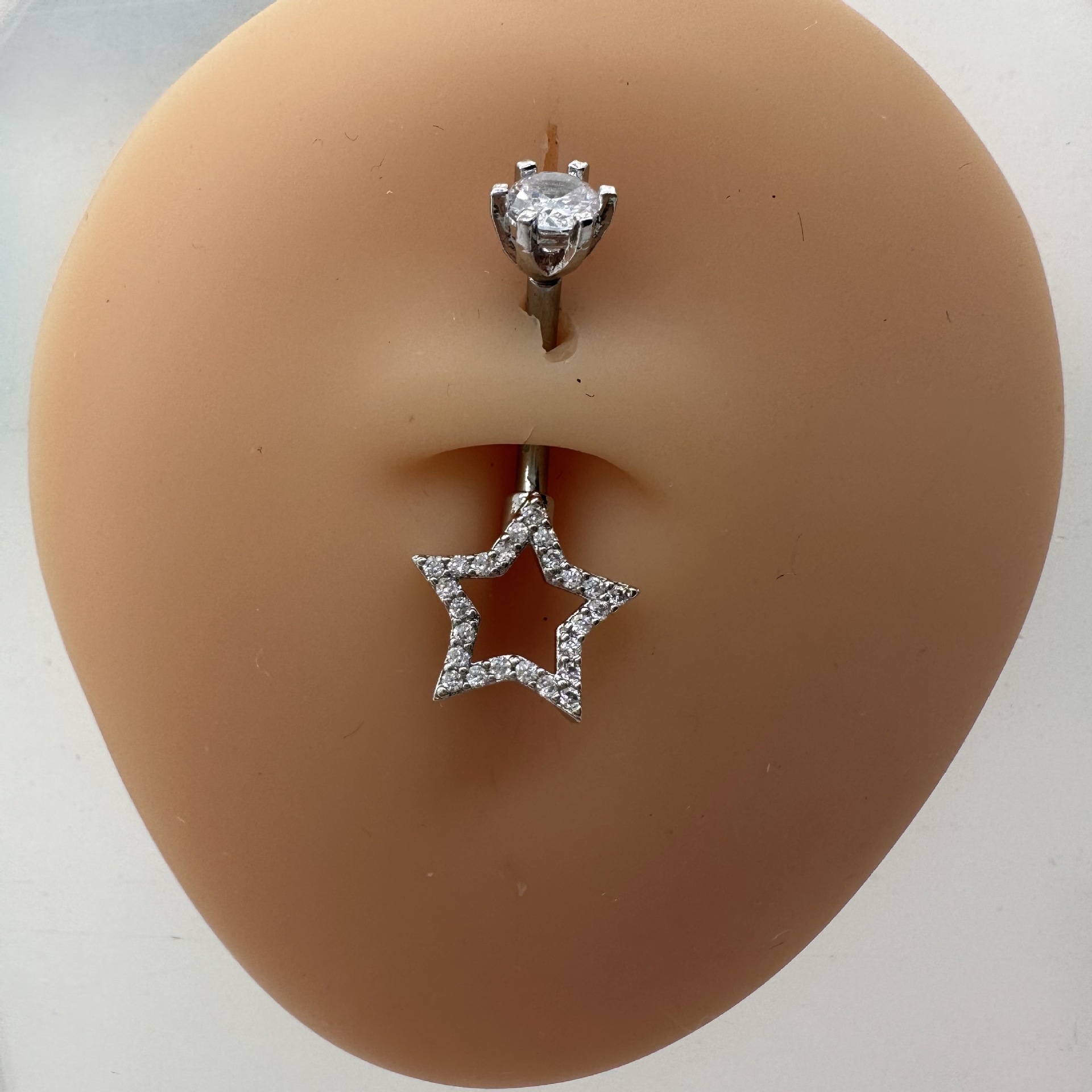 Diamond Studded Zircon Navel Piercing Belly Button Ring Luxury_voghion.com