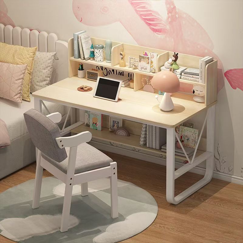 Primary and Secondary School Students' Desks and Bookshelves Integrated Home Computer Desk Desktop Simple Learning Writing Desk Office Desk and Chair Complete Set