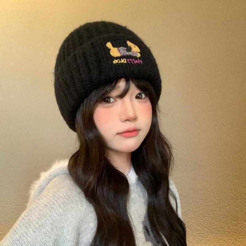 帽子腊肠狗新款秋冬高级感时尚保暖针织帽女加厚防寒堆堆毛线帽潮|undefined