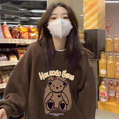 24秋冬とベルベットの女性の新モデルはカジュアルな上着を厚くして、ゆったりして痩せている長袖のファッションを着ているins