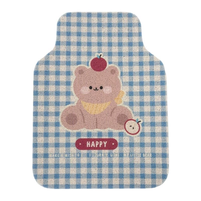 Cartoon Car Floor Mats, Cute Bear Car Anti-Slip Wear-Resistant Carpet Mats, Creative General Car Decoration Supplies (Universal Foot Pad) - blue-plaid-bear-foot-mat-front