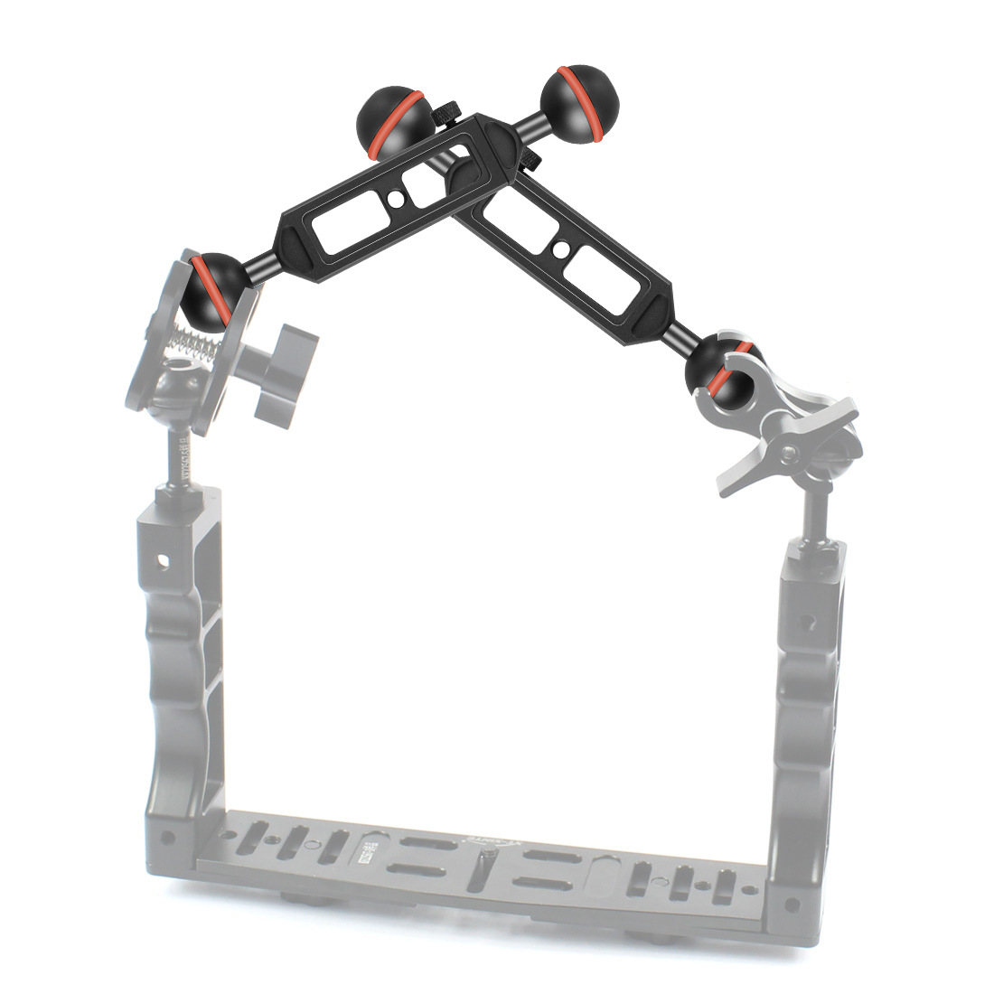 PULUZ Fat Cow deportes Cámara fotografía longitud ajustable de buceo soporte 25mm diámetro doble bola faro brazo