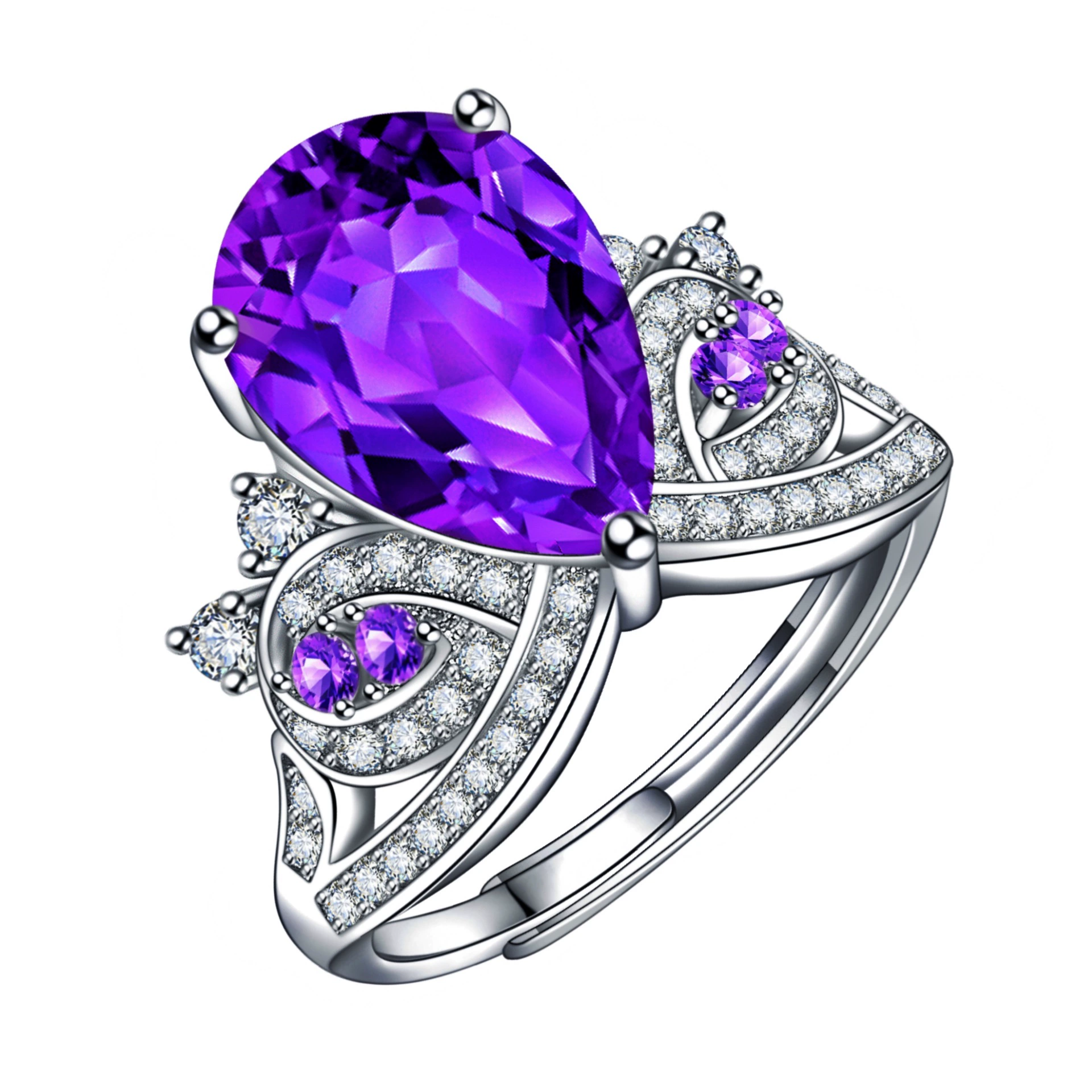 Кольцо-коронка для прямого эфира Douyin Coronated Amecill Purple Diamond Crown Ring of Novel Angel Eye