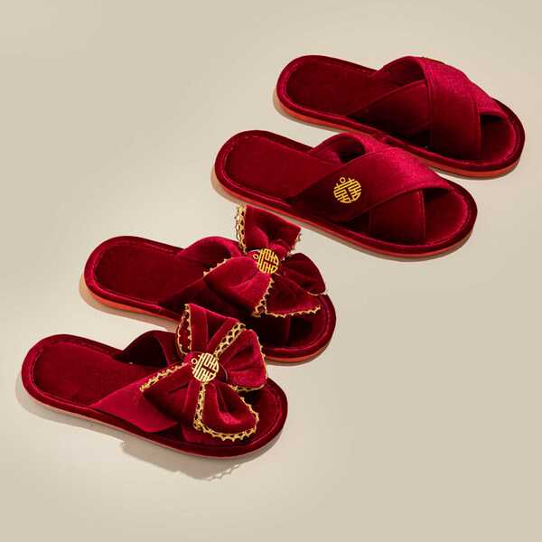 Festive red slippers