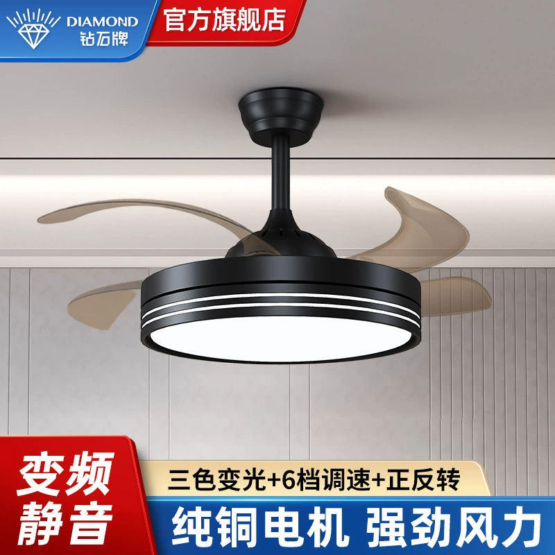 Брендовая вентиляторная лампа Diamond для гостиной, столовой, спальни, скандинавский потолочный вентилятор, лампа с сильным ветром, новый универсальный вентилятор, люстра WK