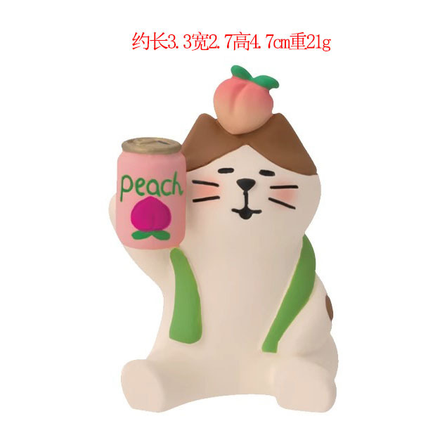 日式猫桃子摆件 创意潮玩手办盲盒装饰DIY手工配件树脂工艺品摆件|undefined