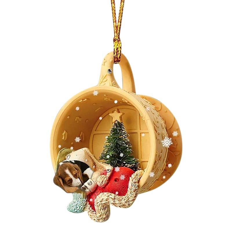 Transfronterizo nuevo acrílico taza plana perro mascota decoraciones de Navidad coche mochila adornos image 1