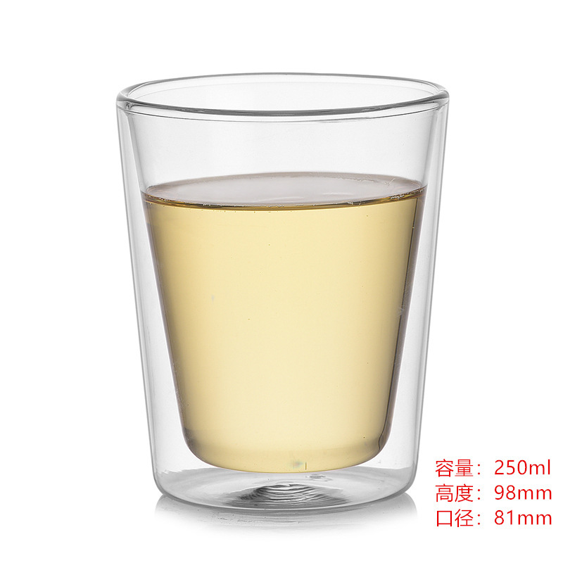 Vaso de vidrio de doble capa al por mayor, taza de borosilicato alto, taza de té de vidrio de alta calidad, taza de té verde resistente a altas temperaturas, taza de café para el hogar