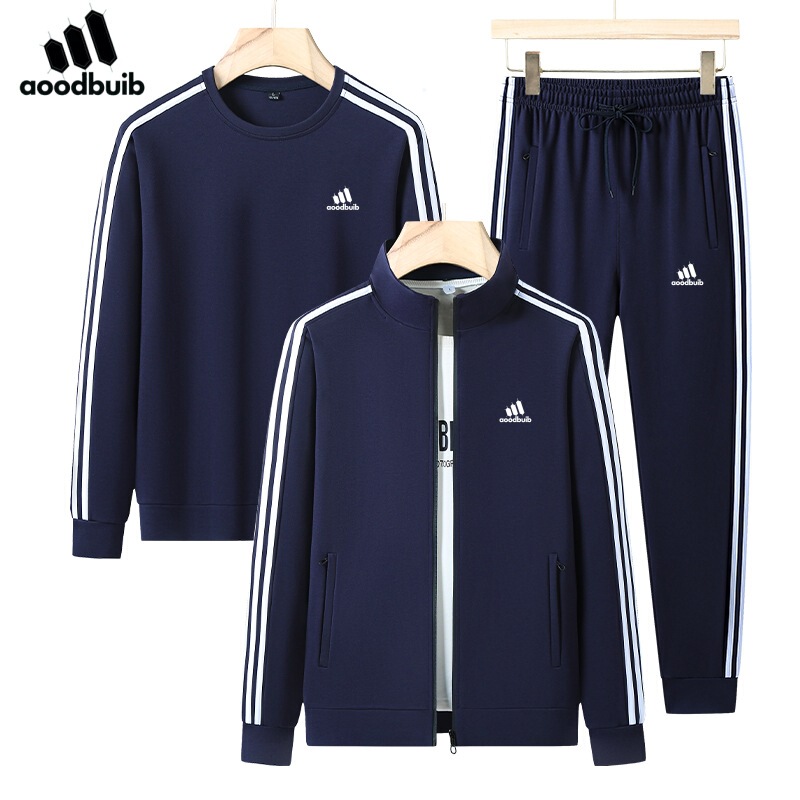 Cross-border men's 2024 autumn and winter sports leisure suit men's collar coat vests pants running fitness three-piece set