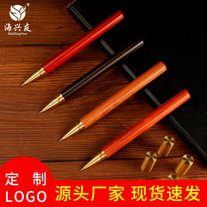 Оптовая продажа от производителя, латунная ручка для подписи из сандалового дерева, металлическая рекламная гелевая ручка, культурный и креативный бизнес-подарок, ручка из красного дерева