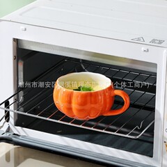 新款南瓜陶瓷杯万圣节卡通可爱陶瓷杯加盖加勺潮州厂家直供可跨境