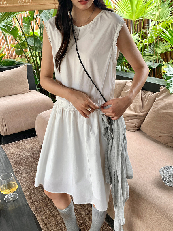 Huang Zheng 韓国ノースリーブレース取り外し可能なドレス夏の新しい気質年齢を減らすショートスカート 520554|undefined
