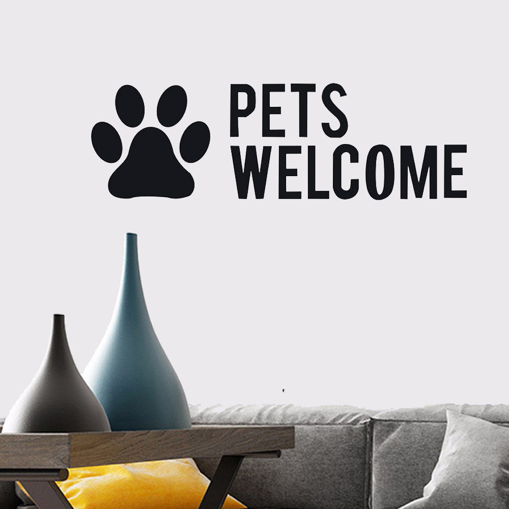 PETS WELCOME欢迎宠物脚印贴花wall decor跨境亚马逊ebayDW12167