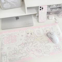 ins可爱草莓叽少女心亚系pu皮革防水防滑皮革桌垫鼠标垫一件代发