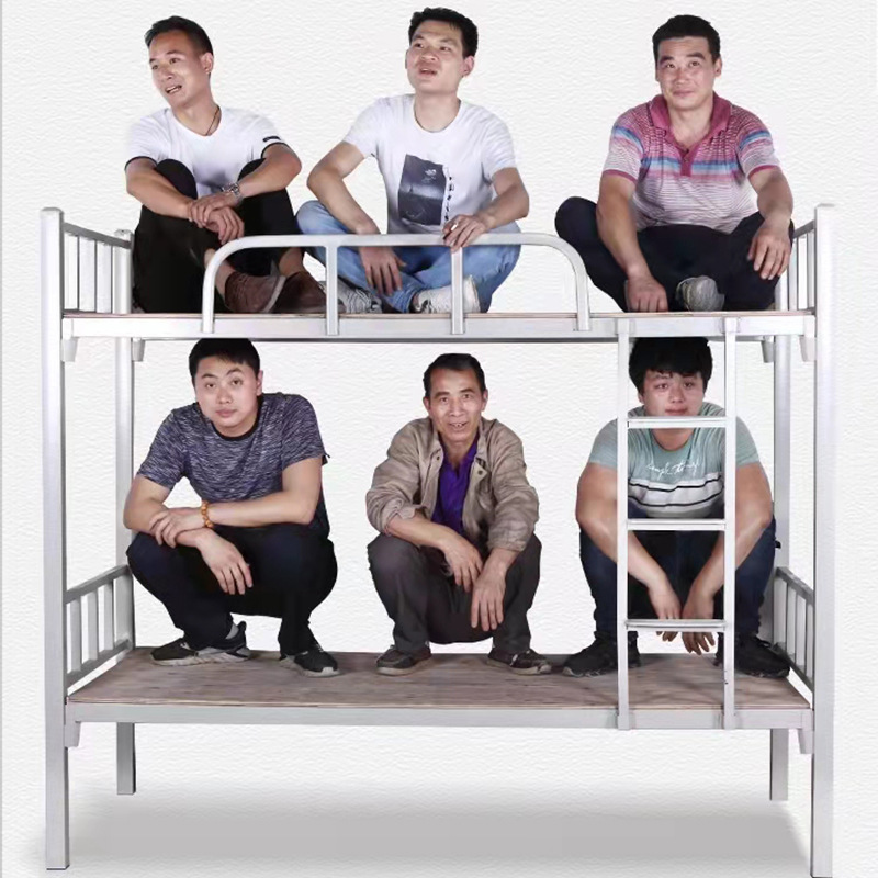 Dongguan Steel Bed Manufacturer Supply Employee Dormitory Bunk Beds Construction Worker Double Layer Beds Wholesale