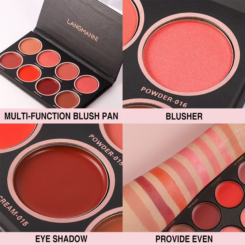 Langmanni Eight-color matte Blush High Disc brightens skin tone Natural Blush Plate Blush Cream undefined
