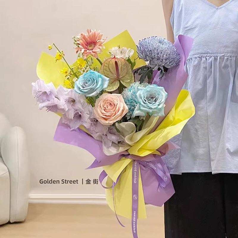 Huaxi espesar 7,5 seda dopamina color sólido papel de moda impermeable flor embalaje de papel floral ramo floral al por mayor transfronterizo