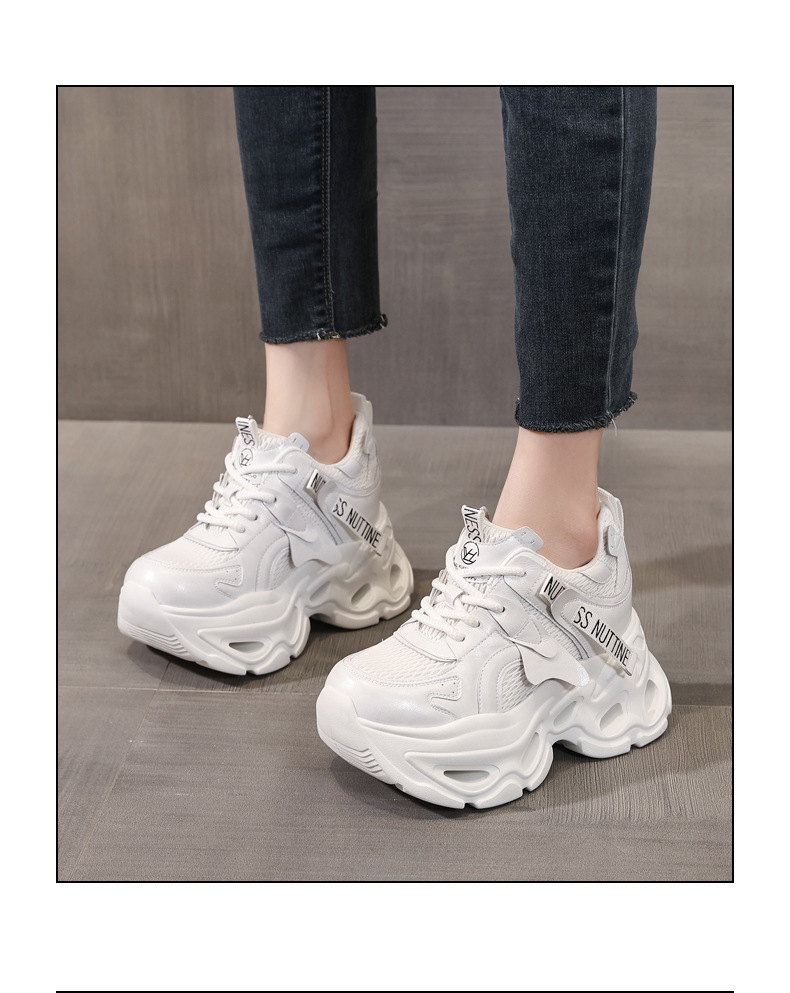 Giày sneaker nữ đế dày chunky lưới thoáng khí, tăng chiều cao 10.5 cm — màu trắng chi tiết 16