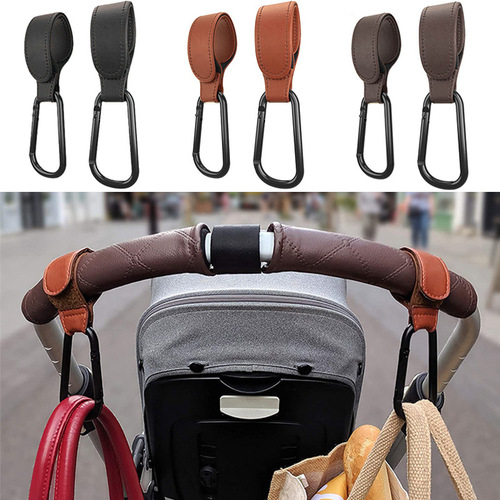 Cross-border hot selling PU leather stroller hook, stroller handle storage hook, electric vehicle hook