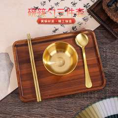 純黃銅筷碗勺三件套供奉碗米飯碗配套筷子勺子金屬工藝品代發批發