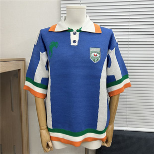 Source Manufacturer High-Quality House Special-Shaped Collision Blue Truth Eye Five-Color Jacquard Polo Collar Sweater