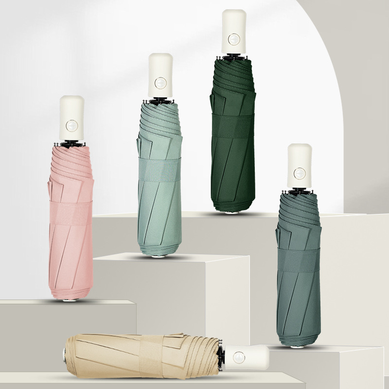 Japanese Korean Style Simple Automatic Folding Umbrella Men Top Quality Women, Dual-Use For Sun Rain, Windproof And Portable_voghion.com