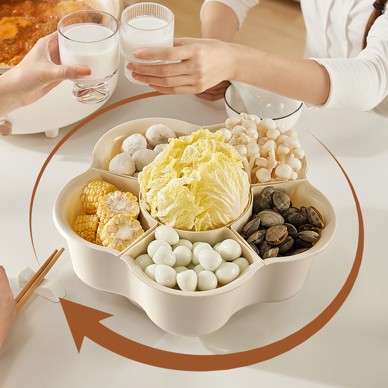 Plato de olla caliente con plato de verduras Plato de hortalizas rotativo plato de platos de cocina Plato de platos de cocina