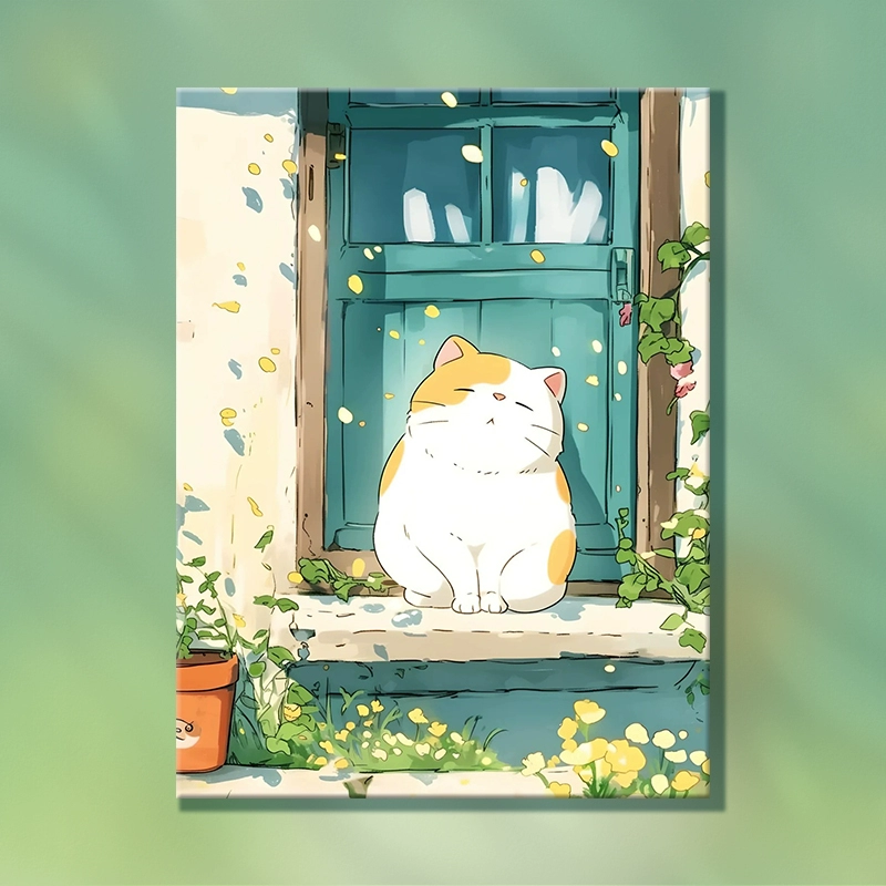 ✅Фуци Fat Cat Diy цифровая масляная живопись 2025 новый стиль чтобы снять стресс тело вручную рисование раскраска самостоятельно