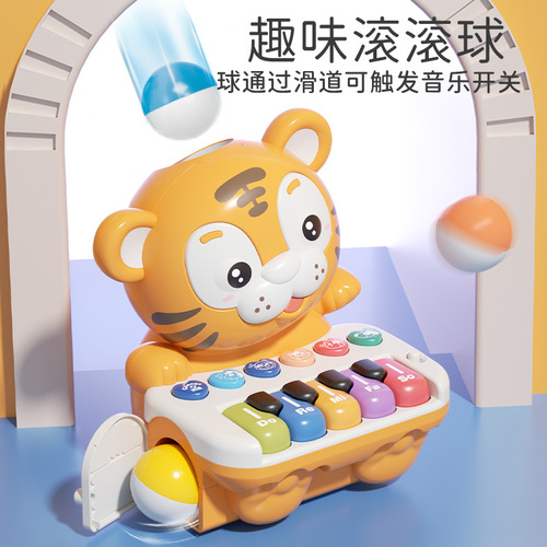 Children's enlightenment early education electronic piano cute tiger rolling music luminous musical instrument piano infant educational music toy batch