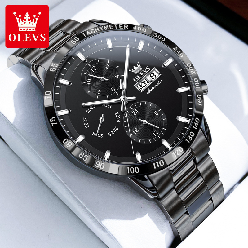 Swiss Official Authentic Wave ­ Qin Watch Men's Fully Automatic Mechanical Watch High-End Light Luxury Men's Waterproof Sports Watch