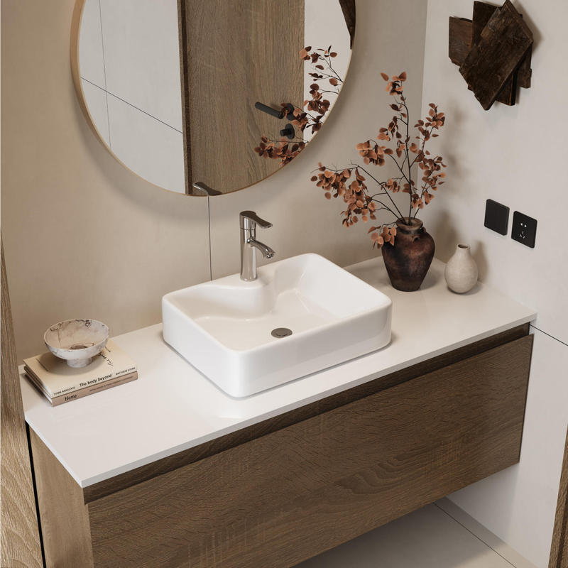 【Cross-Border Exclusive】Hotel Project Factory Wholesale Bathroom Cabinet Set with Ceramic Countertop Basin and Aluminum Stand Basin