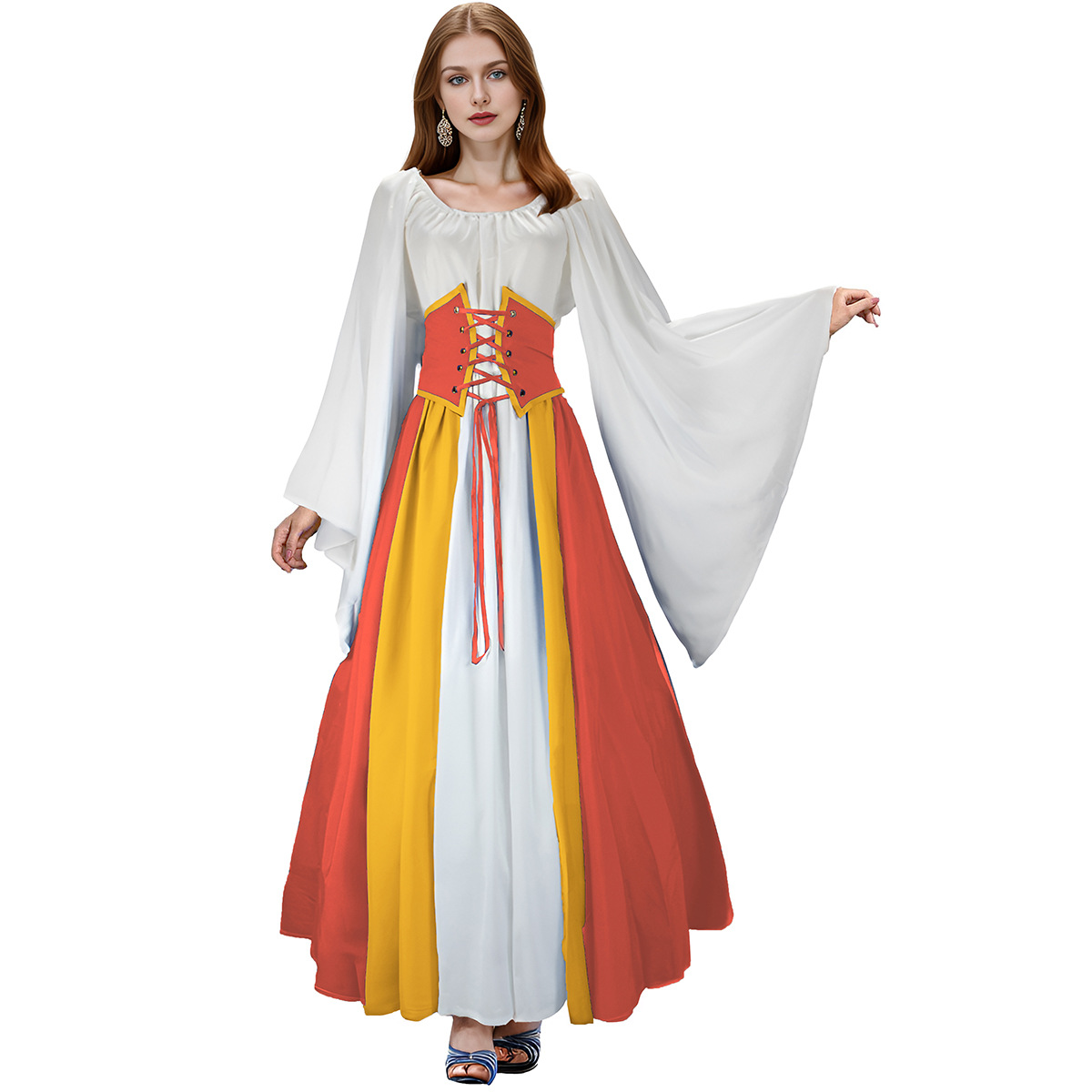 Halloween cos medieval renacimiento mujeres mono vestido largo traje de la etapa juego de rol traje Retro