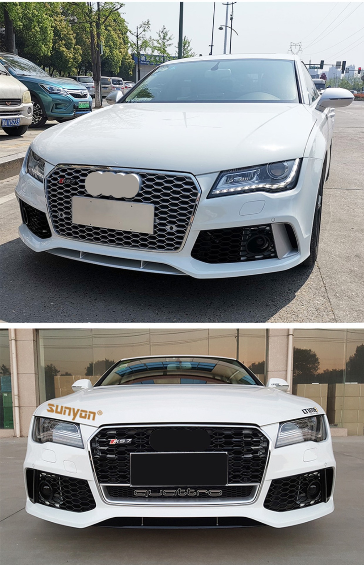 09-24 A7 modified RS7 large surround upgrade S7 front and rear bumper side skirt tail lip tremella for Audi A7 wholesale