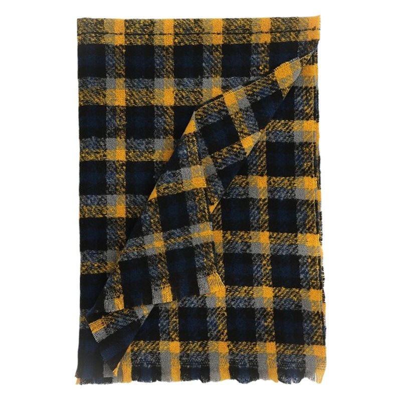 Moda europea y americana otoño e invierno cálido chal de Cachemira borla engrosada bufanda decorativa clásica a cuadros impresa bufanda larga