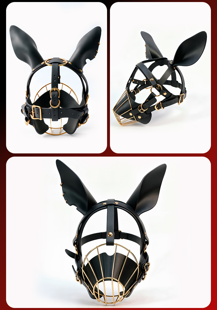 PU Leather Dog Roleplay Headpiece for Couples, Black Adult Costume Accessory — detail image 25