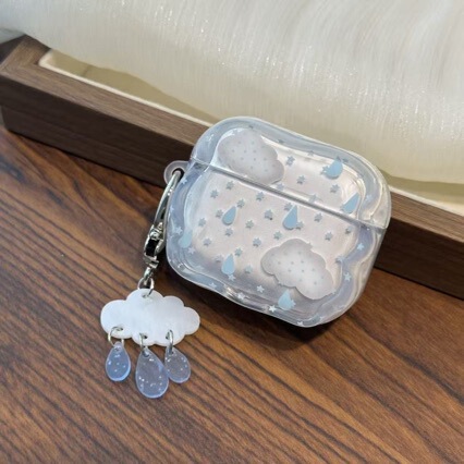 Cloud and raindrop design, suitable for AirPods Pro 2nd, 3rd, 4th, and 5th generation Apple earphones; protective case for Bluetooth earphones Cloud and raindrop design, suitable for AirPods Pro 2nd, 3rd, 4th, and 5th generation Apple earphones; protective case for Bluetooth earphones