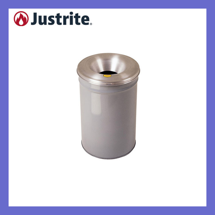 Justrite Gray 12 GallonsCease-Fire ® Trash Can 26612g
