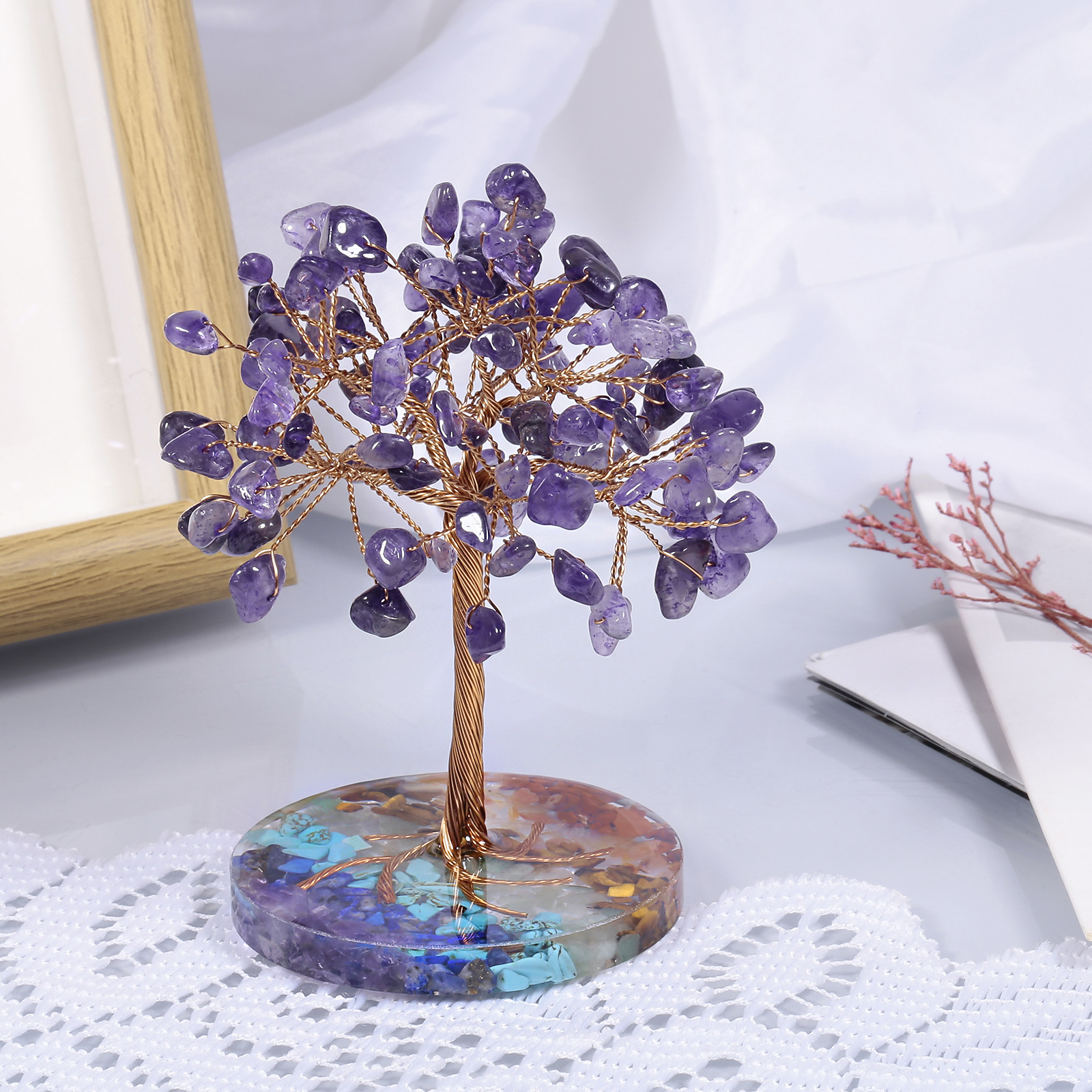 76g Weight Artificial Crystal, Alloy Material Plant Pattern Artistic Style Artistic Plant Artificial Crystal Alloy 3