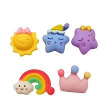 卡通星星月亮太阳彩虹树脂配件-diy卡通手机壳贴片儿童饰品配件
