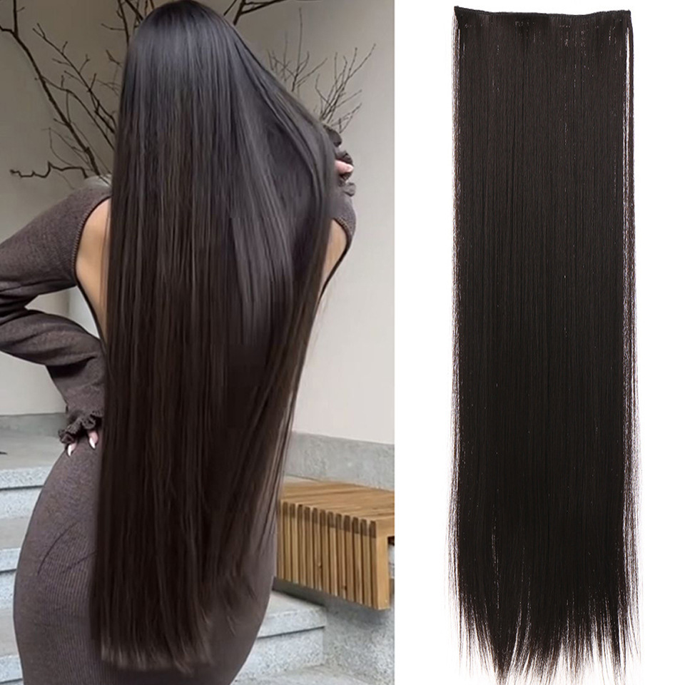 Pelucas europeas y estadounidenses transfronterizas cinco tarjetas extensiones de cabello pelucas de cabello largo recto una pieza de clip extensiones de cabello al por mayor en stock