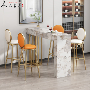 Hx105 Pandora Modern Accessible Luxury Slate Bar Table Home Simple Classy High-Foot Bar Table Open Kitchen