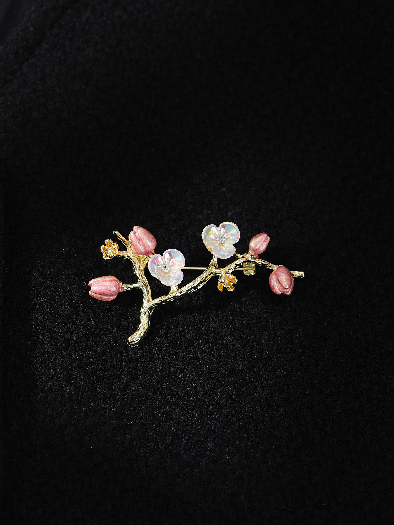 2026 Retro Chinese-Style Enamel Pink Flower Brooch Elegant Women's Qipao Accessory Anti-Exposure Personalized Peach Blossom Brooch