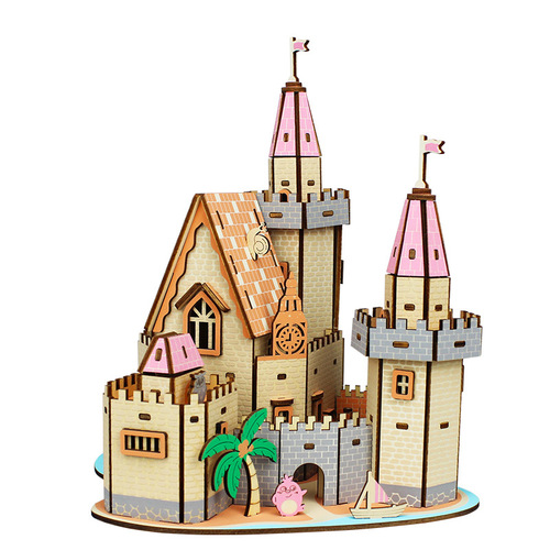 Wooden 3D puzzle model assembly children's intelligence brain development toy for girls adults gift street stall wholesale