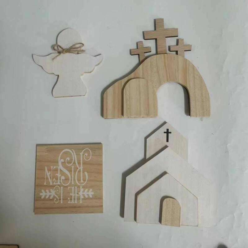 Easter Jesus Layered Tray Decoration Wooden Three-dimensional Kitchen Living Room Ornament Independent Amazon 2022 New Product