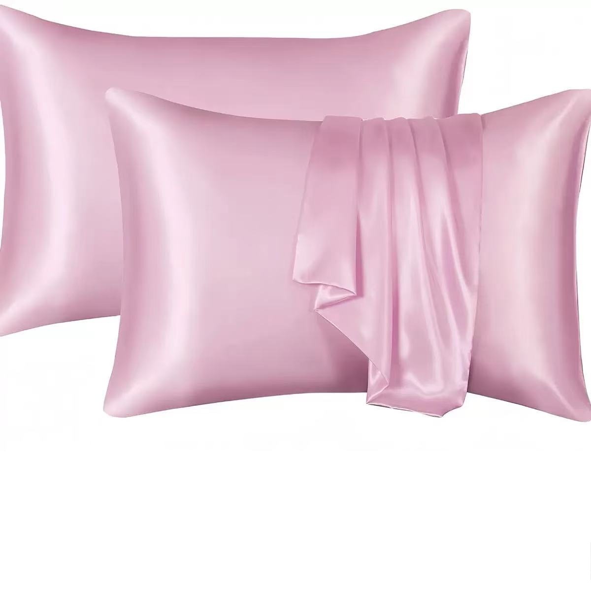 Comercio exterior transfronterizo sobre de color sólido imitación seda almohada funda de seda seda seda satin y piel almohada de sueño individual image 8