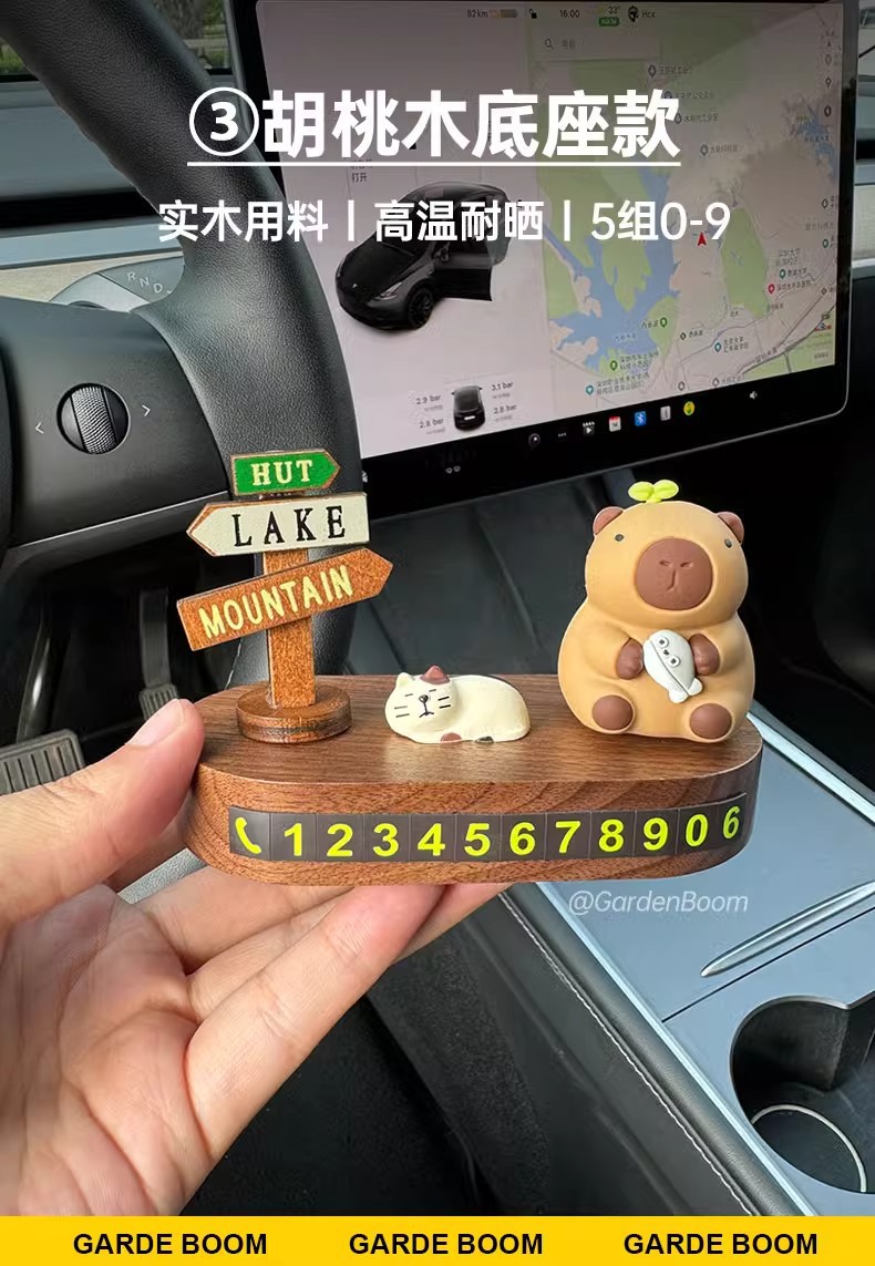 Car Temporary Parking Number Plate, Cute High-End Car Moving Phone Plate, Creative Decorative Ornaments in the Car