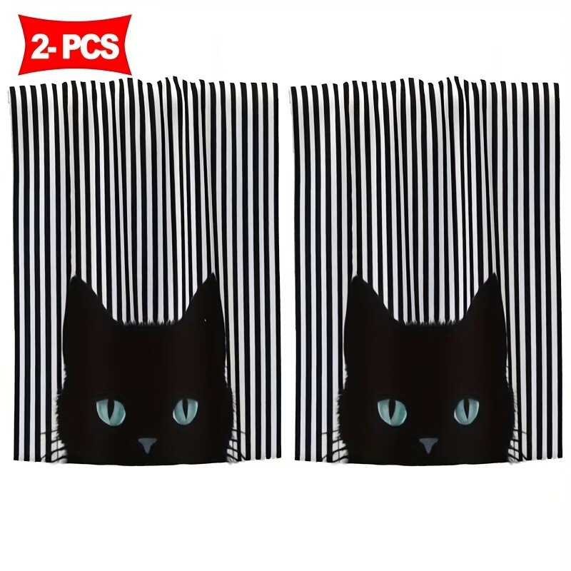 Cross-Border Supply Ultra-Fine Fiber Holiday-Themed Black Cat, Rabbit, Country Chicken, and Cow 3D Printed Towel Kitchen Absorbent Hand Towel
