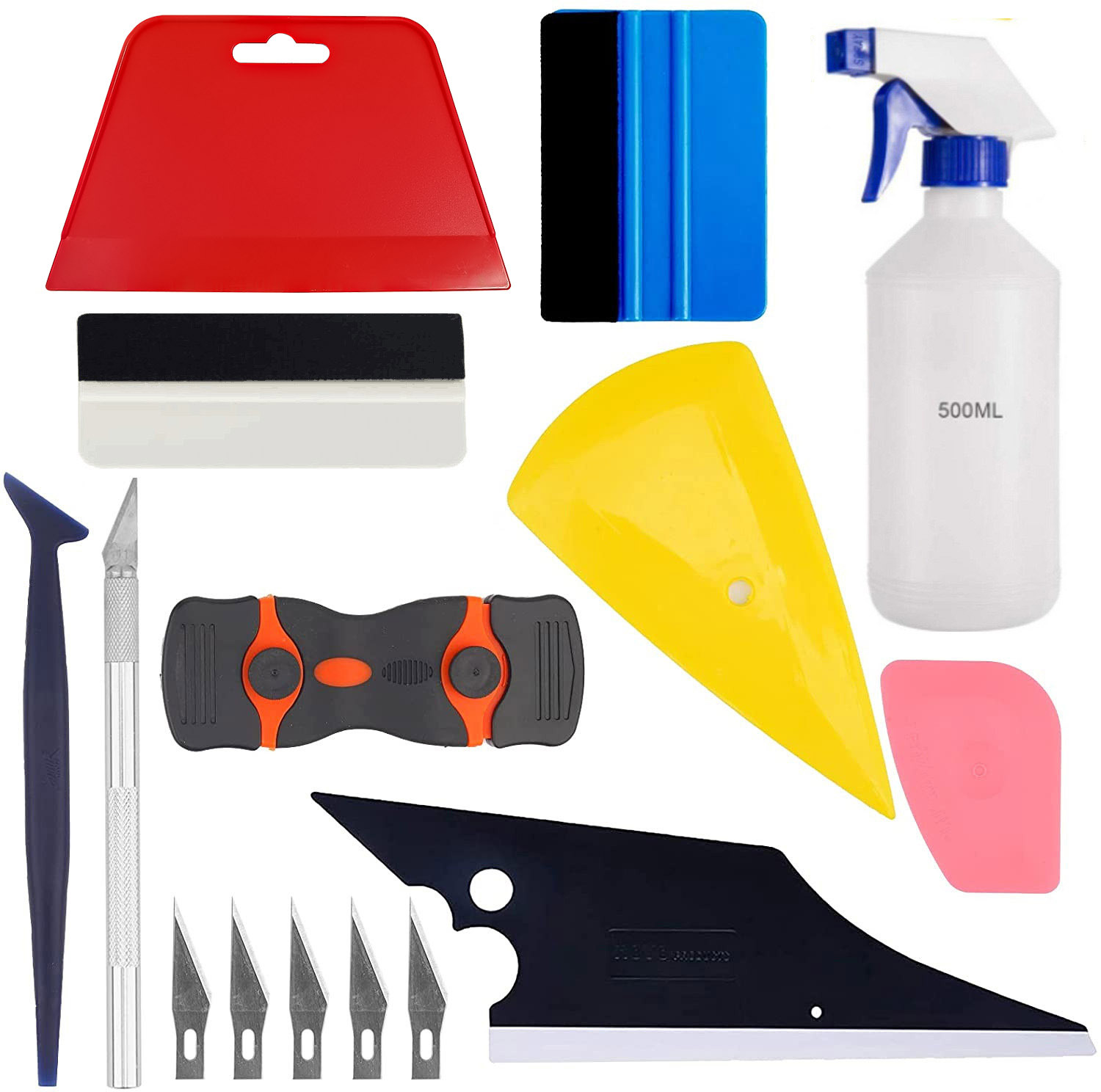 15件套车窗贴膜完整安装套件乙烯基包装应用工具套件车窗贴膜工具